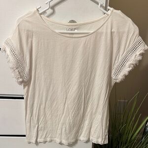 LOFT Short Sleeve Top with Crochet Detail